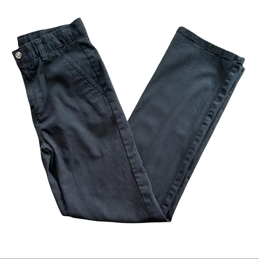 Chaps SLIM CUT Boys Khakis School Uniform Dress Pants Black Adjustable Waist 14S